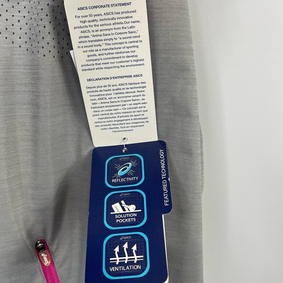 Asics Run Light Jacket Gray Heather Pink Trim Mesh Windbreaker Shell WT0851CW L - Picture 14 of 16